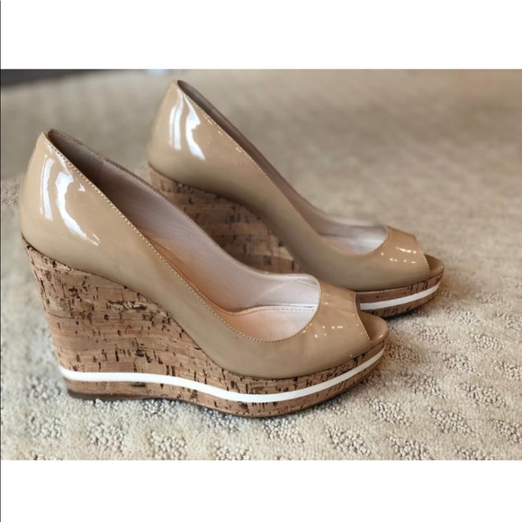 Prada Beige Patent Leather Wedge - Picture 4 of 8